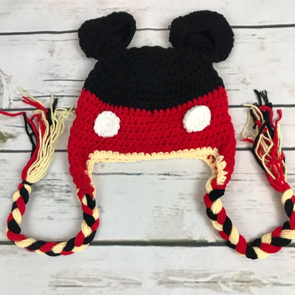 Mickey & Minnie Mouse Crochet Hats with Braided Ties - Picture 4 of 13